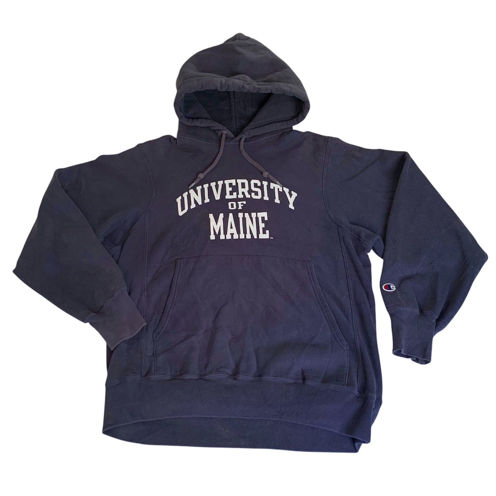 Champion University Of Maine Reverse Weave Sweatshirt Hoodie S Navy Collegiate
